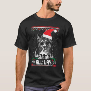 Sleigh all Day Funny Shetland Sheepdog Christmas T-Shirt