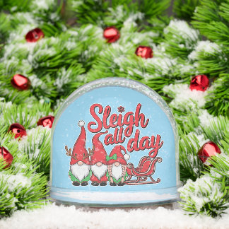 Sleigh All Day Gnomes Snow Globe