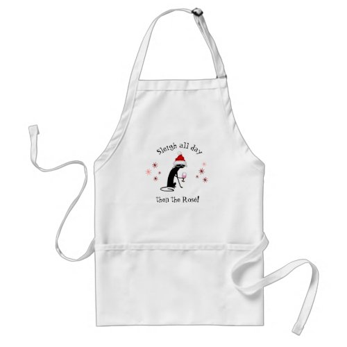Sleigh All Day Then Ros Funny Christmas Cat Adult Apron