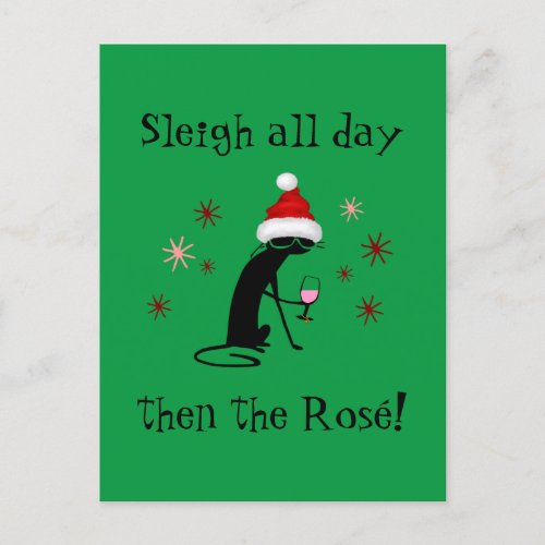 Sleigh All Day Then Ros Funny Christmas Cat Postcard