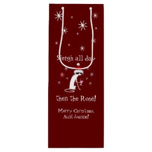 Sleigh All Day Then Rosé Funny Christmas Cat Wine Gift Bag