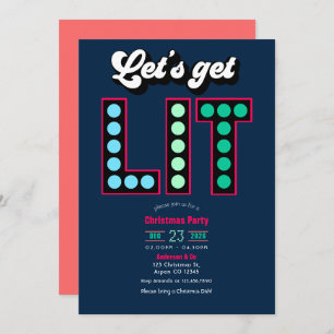 Sleigh Bell Electric Get Lit Retro Christmas Party Invitation
