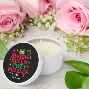 Sleigh Bells & Cozy Puzzles Festive Holiday Gift Mini Candle Favors