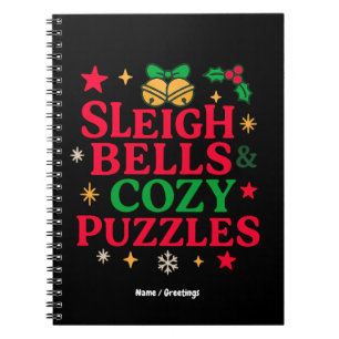 Sleigh Bells & Cozy Puzzles Festive Holiday Gift  Notebook