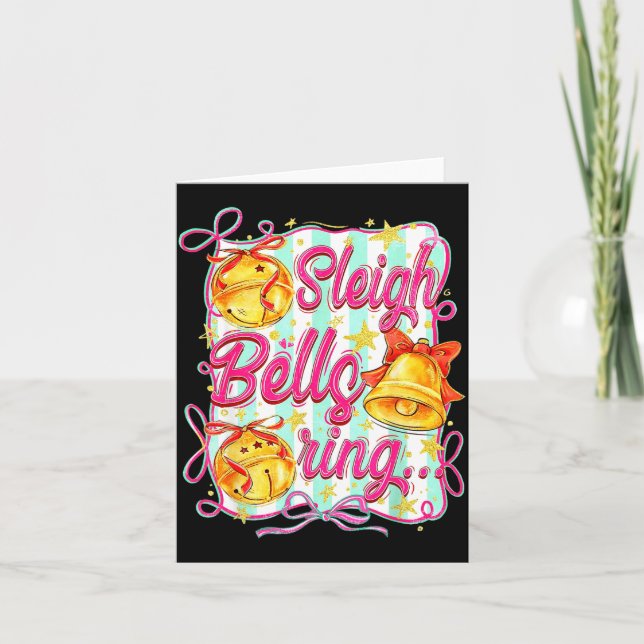 Sleigh Bells Ring Christmas Design For Girls  Card (Front)