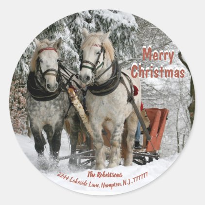 Sleigh Bells Ring-Christmas Sticker-Return Address Classic Round Sticker