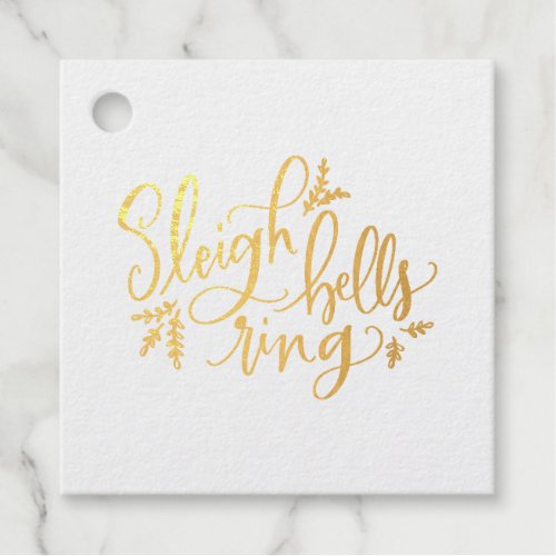 Sleigh Bells Ring Quote Christmas Holiday Foil Favor Tags