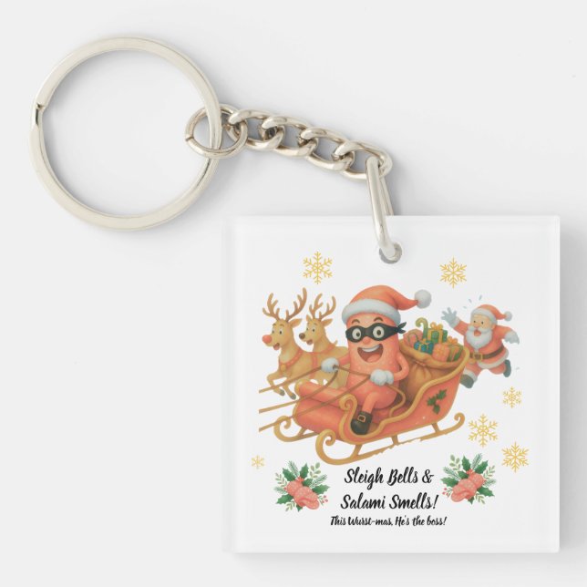 Sleigh Bells & Salami Smells! Keychain (Front)