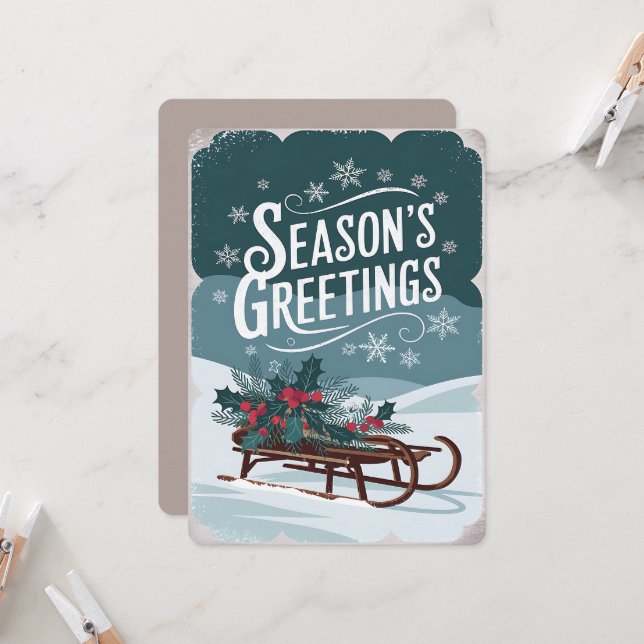 Sleigh Christmas Holiday Card (Front/Back In Situ)