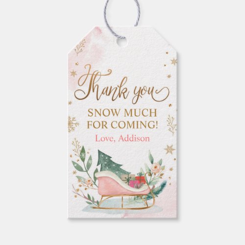 Sleigh Favor Tag Winter Thank You Tag Gold Outside