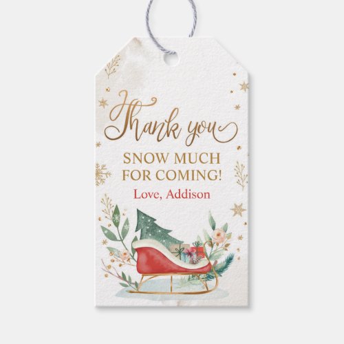 Sleigh Favor Tag Winter Thank You Tag Gold Outside