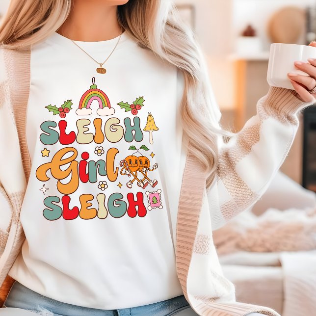 Sleigh Girl Sleigh Groovy Modern Christmas Tri-Blend Shirt (Creator Uploaded)