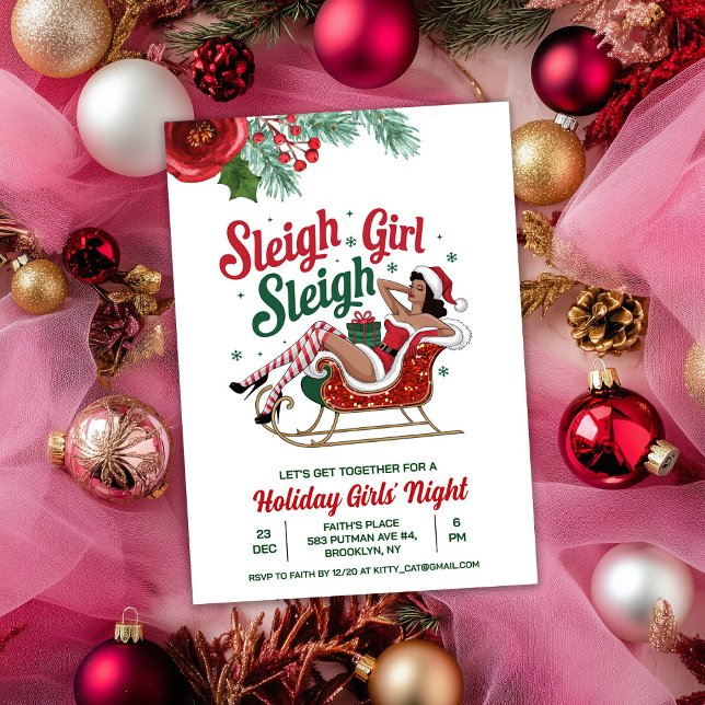 Sleigh Girl Sleigh Holiday Christmas Invitation (Creator Uploaded)