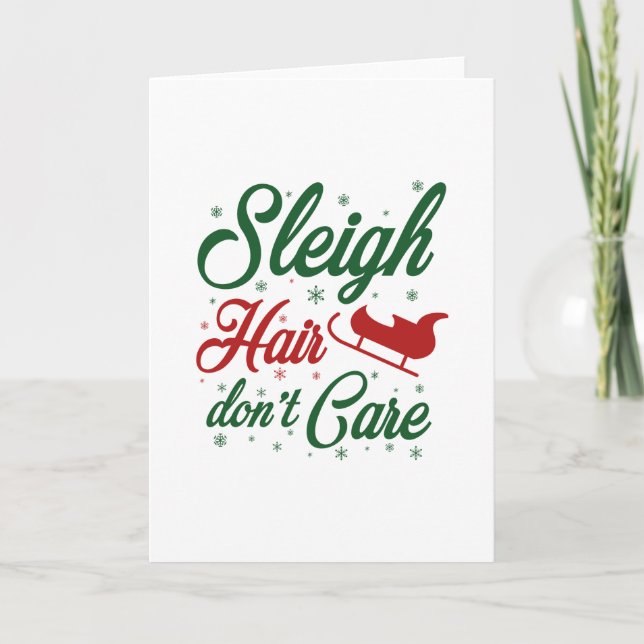 Sleigh Hair Don't Care Holiday Card (Front)