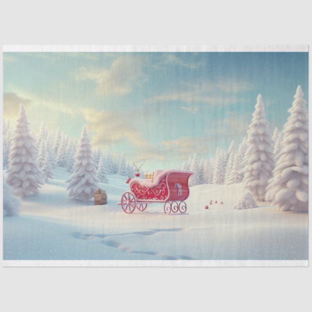 Sleigh in Snow 2 Decoupage Paper (Front)