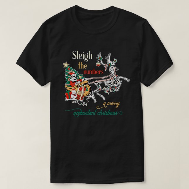 Sleigh Numbers Merry Accountant Retro Funny Christ T-Shirt (Design Front)