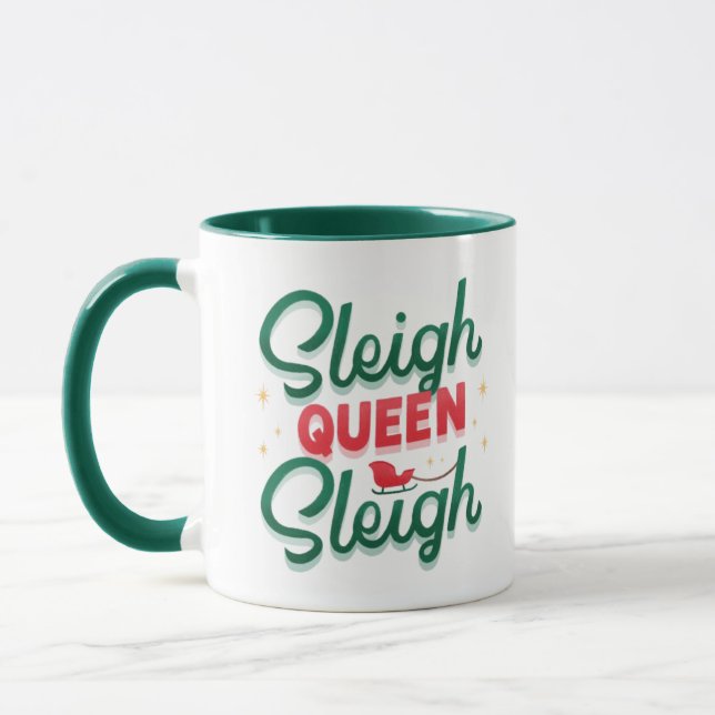 Sleigh Queen Christmas Mug (Left)