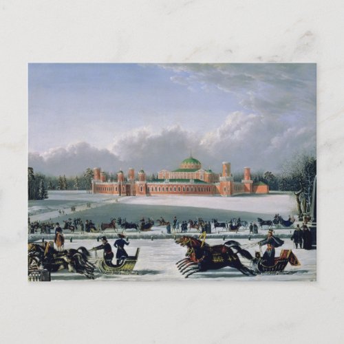 Sleigh Race at the Petrovsky Park in Moscow Postcard