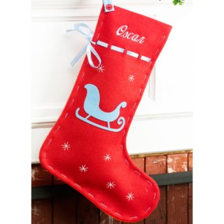 Sleigh Red Felt Christmas Stocking
