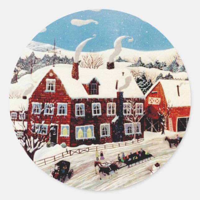 Sleigh Ride Classic Round Sticker (Front)