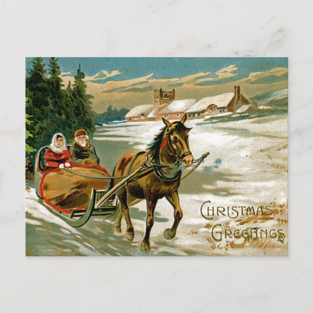 Sleigh Ride Holiday Postcard (Front)