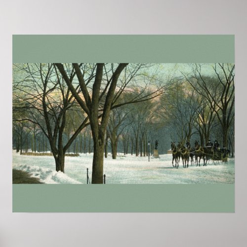 Sleigh ride in central Park NY poster