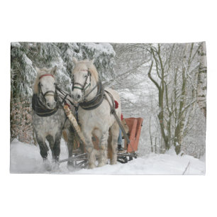 Sleigh Ride in the Snowy Forest Pillow Case