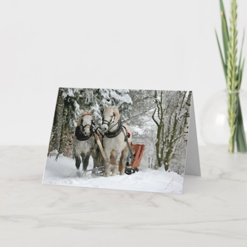 Sleigh Ride in Winter Holiday Card