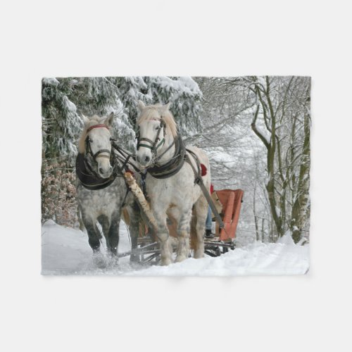 Sleigh Ride in Winter Wonderland Fleece Blanket