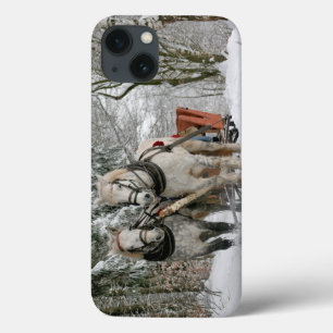 sleigh+ride,snow,forest,horse,winter,white,gallop, iPhone 13 case