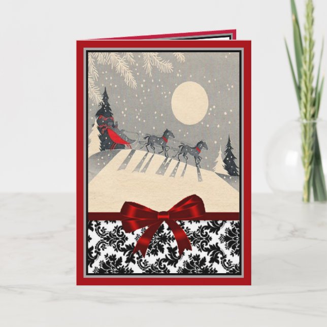 Sleigh Ride Under the Moon Christmas Card (Front)