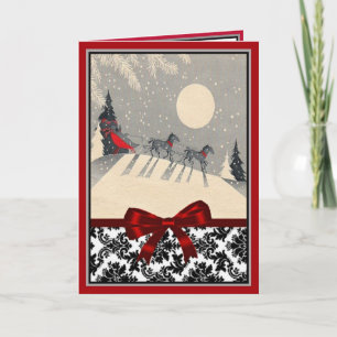 Sleigh Ride Under the Moon Christmas Card