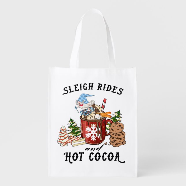 Sleigh Rides and Hot Cocoa Grocery Bag (Front)