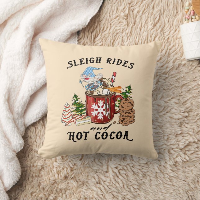 Sleigh Rides and Hot Cocoa Throw Pillow (Blanket)