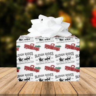 Sleigh Rides Rustic Red Truck Christmas