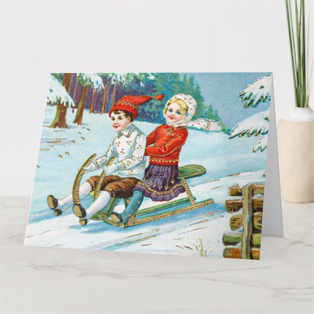 Sleigh riding at Christmas time Briefkaart Card (Front)