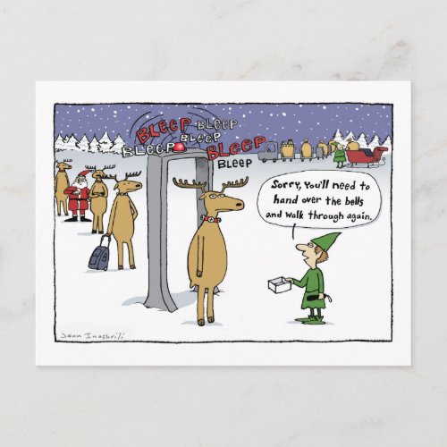 Sleigh Security Funny Christmas Cartoon Postcard