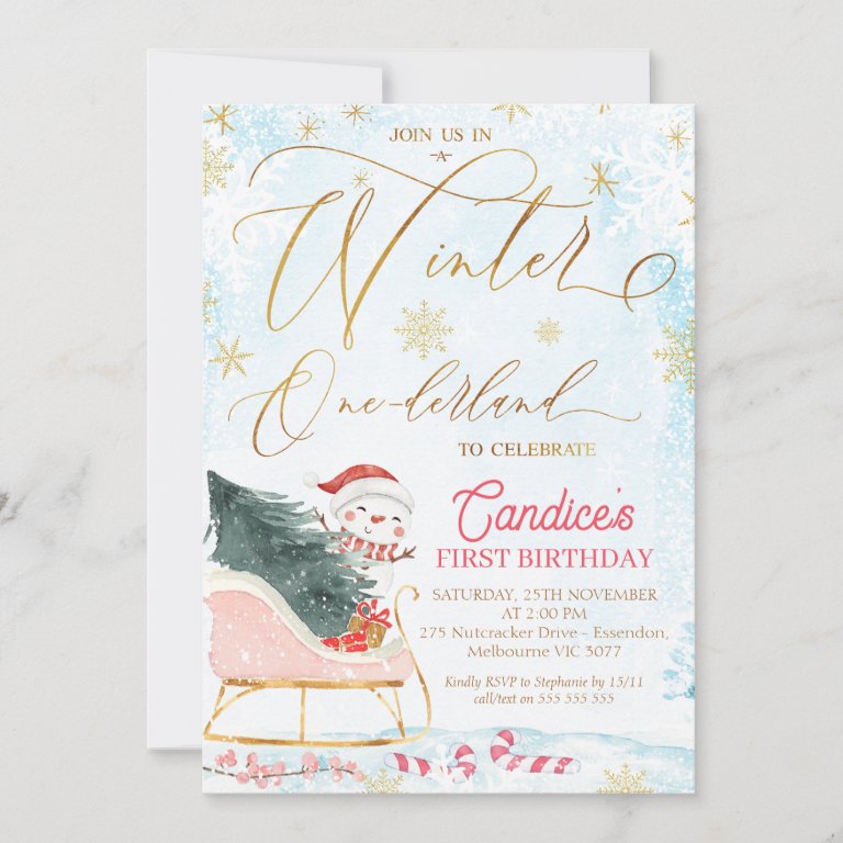 Sleigh Winter One-derland Birthday Invitation