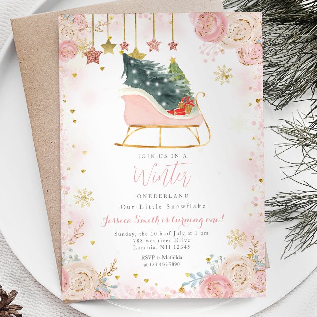 Sleigh Winter Onederland 1st birthday invitation (Creator Uploaded)