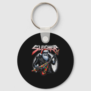 Sleigher Hail Santa Heavy Metal Christmas For Men  Keychain