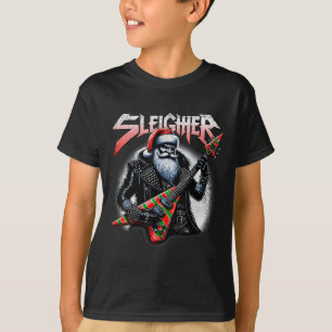 Sleigher Hail Santa Heavy Metal Christmas For Men T-Shirt