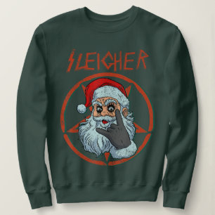 Sleigher Hail Santa Heavy Metal Skull Christmas Sweatshirt