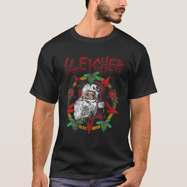 Sleigher - Heavy Metal Santa Claus - Christmas Xma T-Shirt (Front)