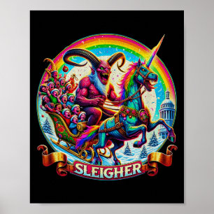 Sleigher Krampus Unicorn Demon Horror Christmas Go Poster