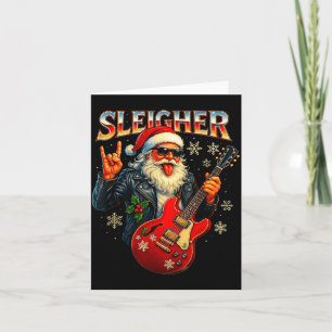 Sleigher Rock Santa Funny Metal Christmas Design Card