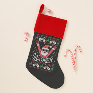 Sleigher Santa Christmas Rock n Roll Ugly Sweat Stocking