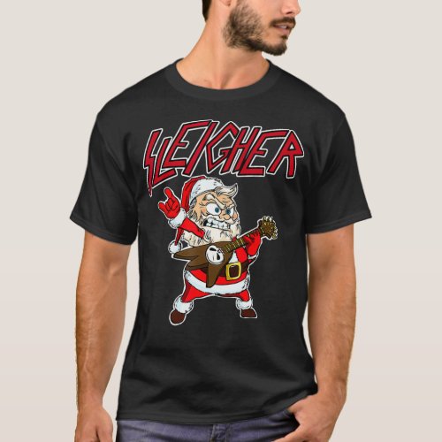 Sleigher Santa Claus Metal Christmas funny Hail Sa T_Shirt