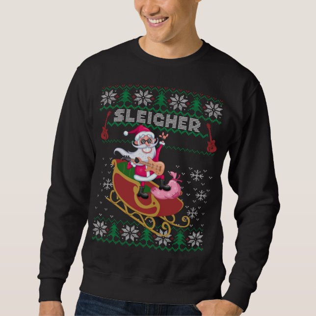 Sleigher Santa Ugly Christmas Sweater Design (Front)