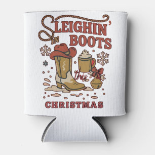 Sleighin Boots This Christmas Funny West Cowboy   Can Cooler