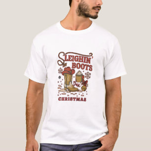 Sleighin Boots This Christmas Funny West Cowboy T-Shirt